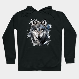 Wolf Portrait Animal Painting Wildlife Outdoors Adventure Hoodie